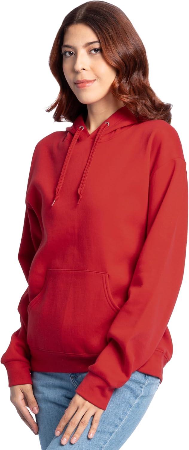 imageFruit of the Loom Mens Eversoft Fleece Pullover Hooded Sweatshirt Moisture Wicking amp BreathableTrue Red