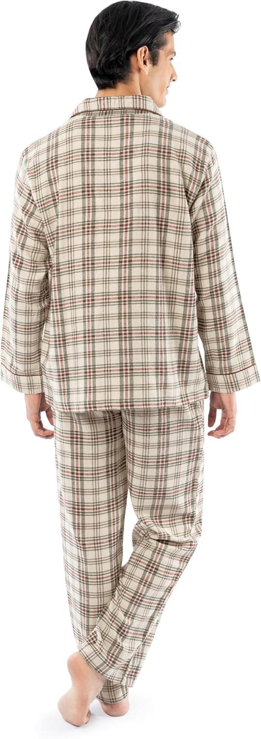imageFruit of the Loom Mens Flannel Pajama Sleep SetBeigeKhaki Plaid