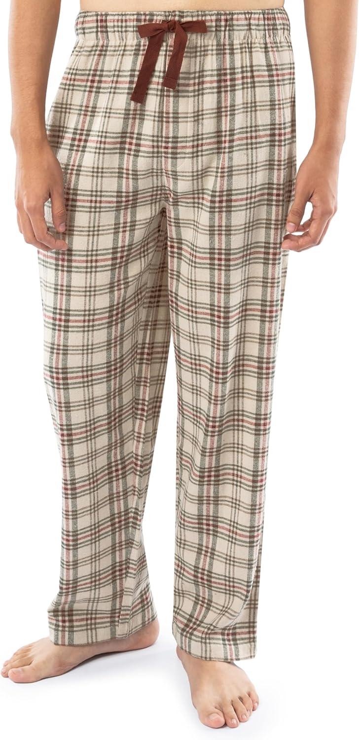 imageFruit of the Loom Mens Flannel Pajama Sleep SetBeigeKhaki Plaid