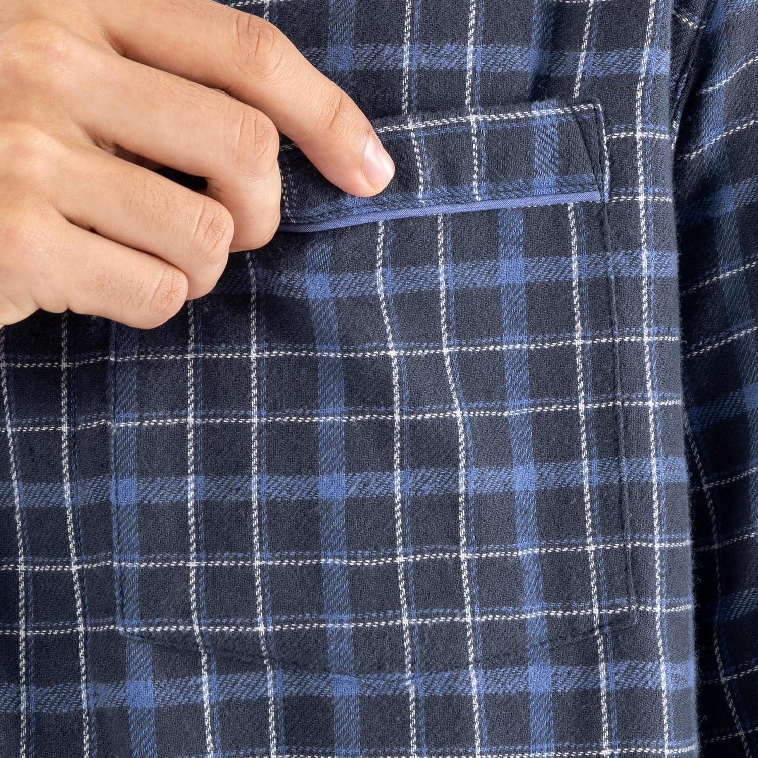 imageFruit of the Loom Mens Flannel Pajama Sleep SetNavy Plaid