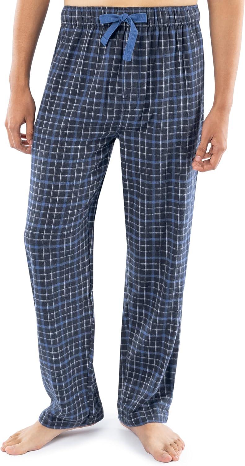 imageFruit of the Loom Mens Flannel Pajama Sleep SetNavy Plaid
