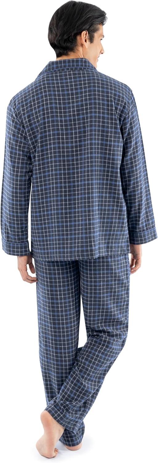 imageFruit of the Loom Mens Flannel Pajama Sleep SetNavy Plaid