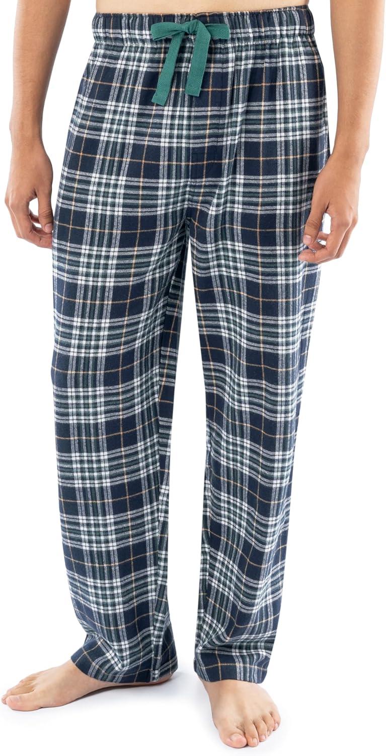 imageFruit of the Loom Mens Flannel Pajama Sleep SetNavyGreen Plaid
