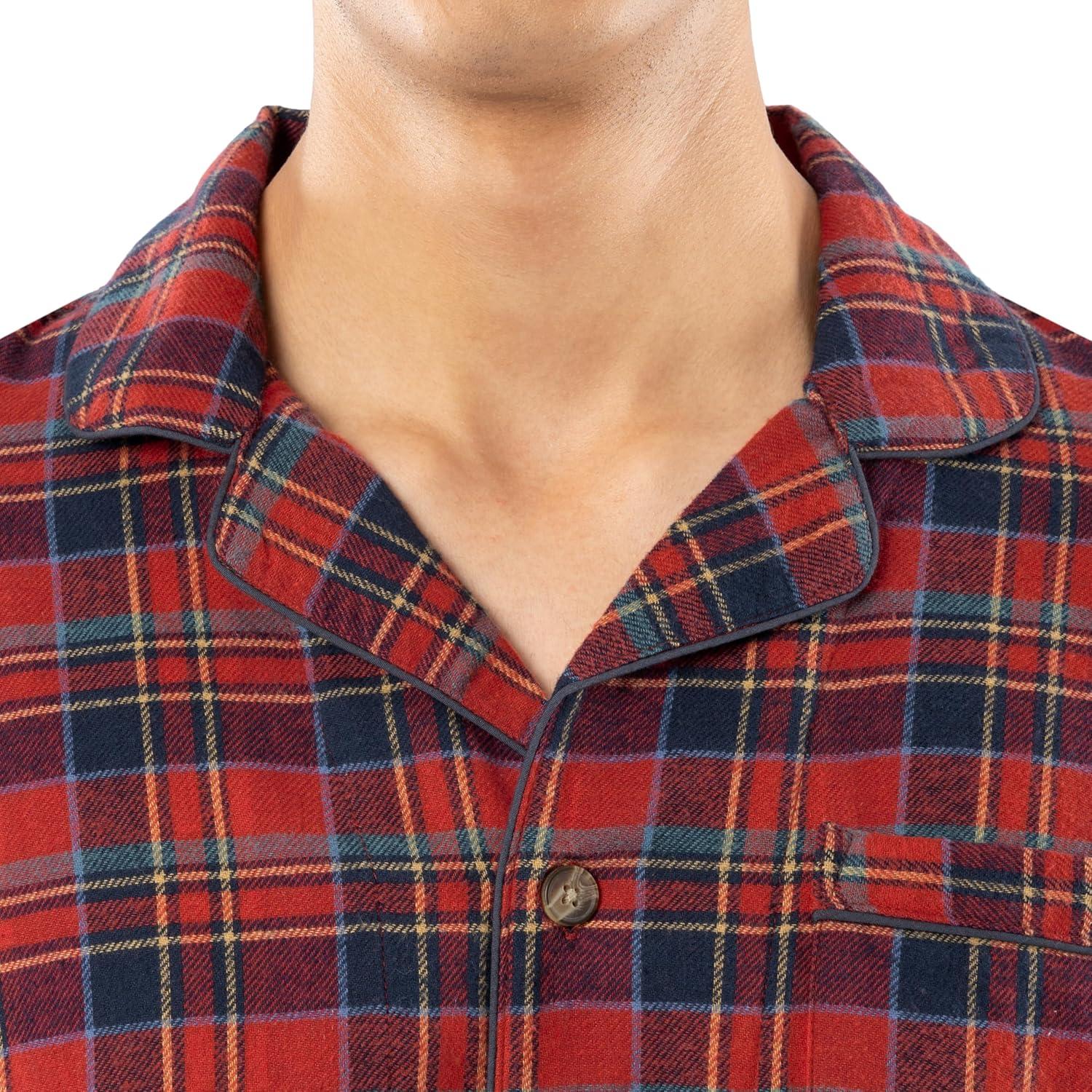 imageFruit of the Loom Mens Flannel Pajama Sleep SetRed Plaid