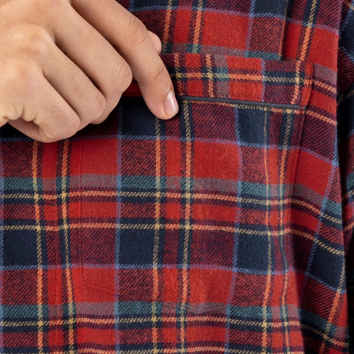 imageFruit of the Loom Mens Flannel Pajama Sleep SetRed Plaid
