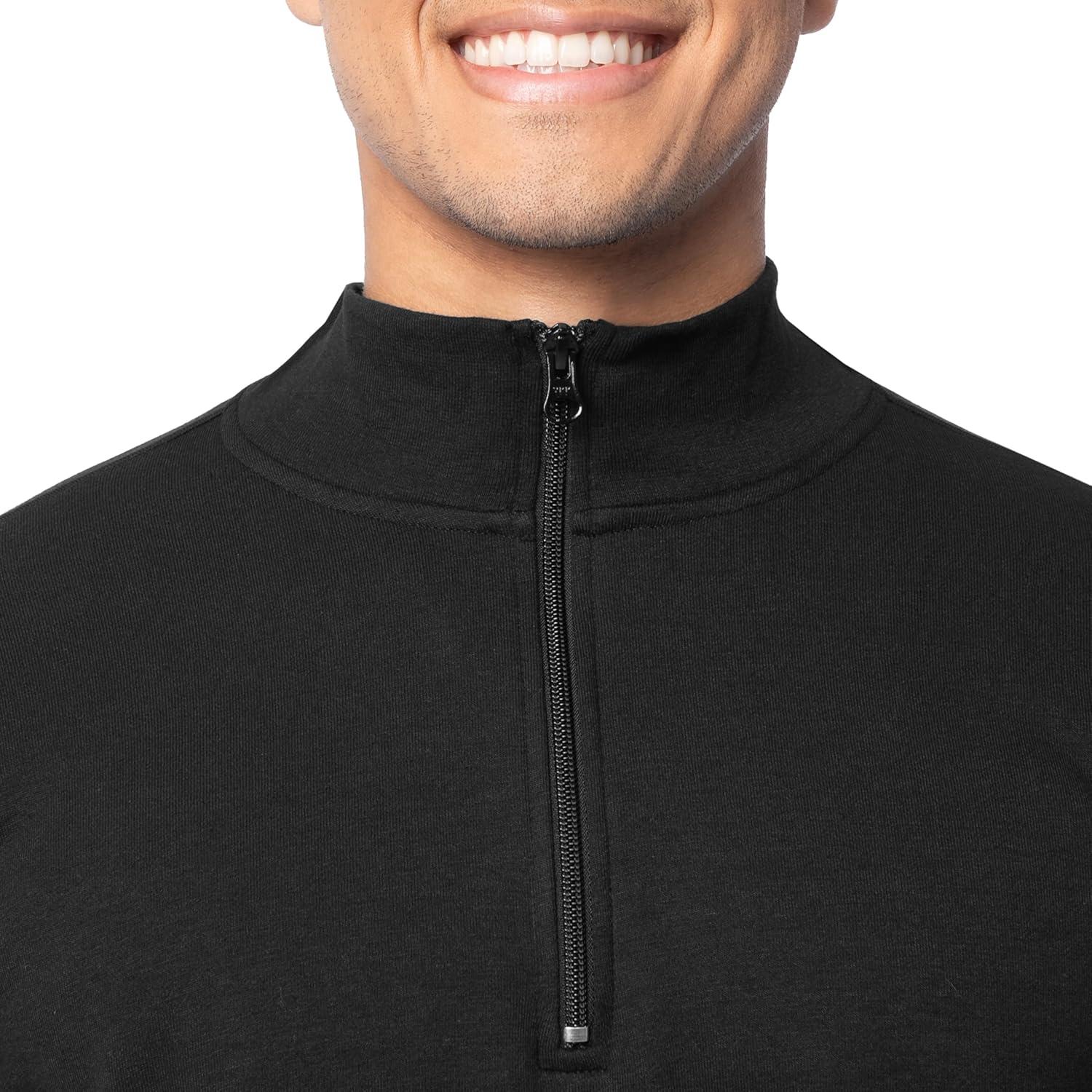 imageFruit of the Loom Mens Fleece QuarterZip Pullover SweatshirtBlack