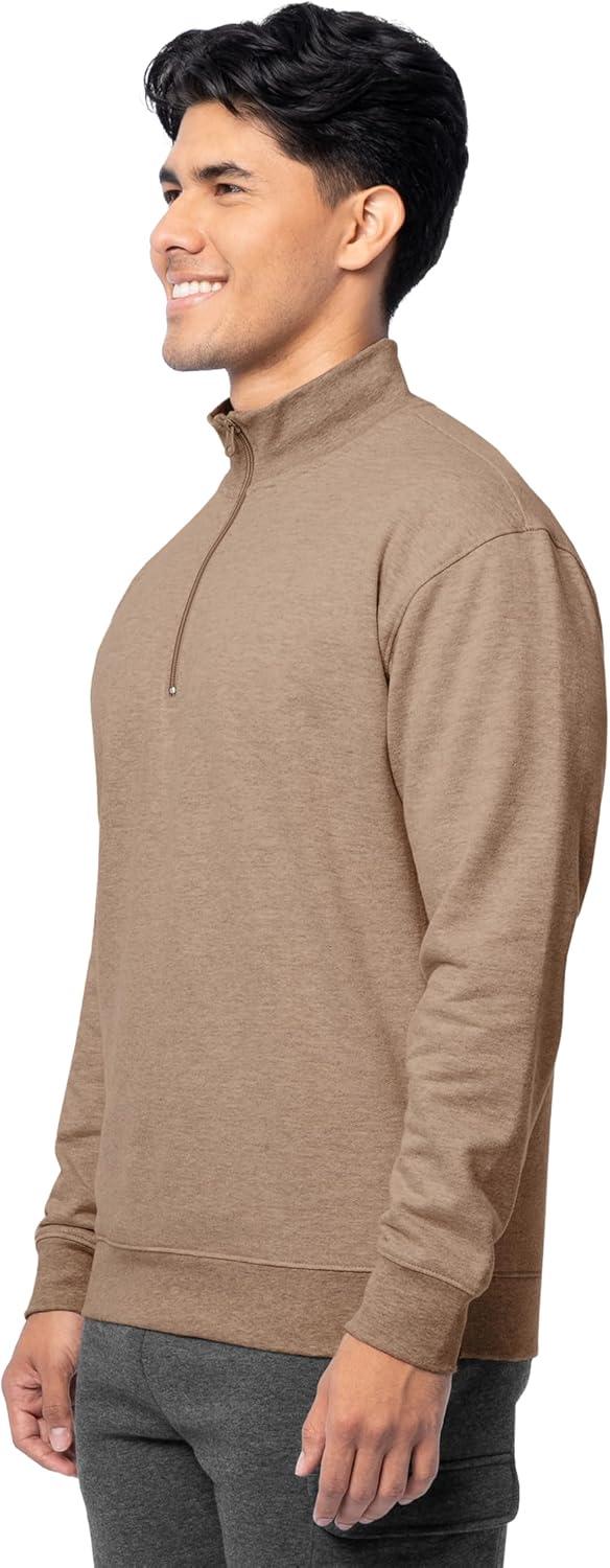 imageFruit of the Loom Mens Fleece QuarterZip Pullover SweatshirtBrown Heather