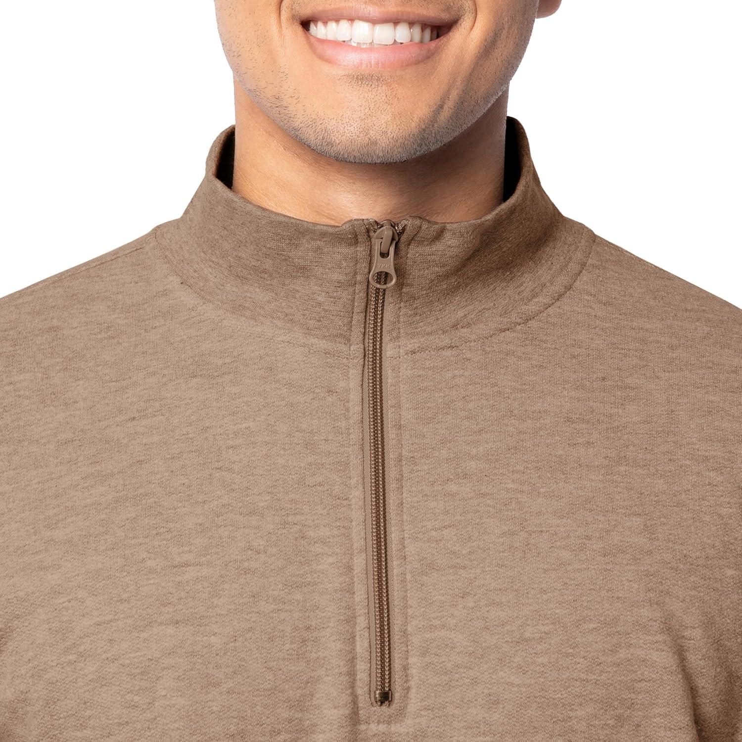 imageFruit of the Loom Mens Fleece QuarterZip Pullover SweatshirtBrown Heather