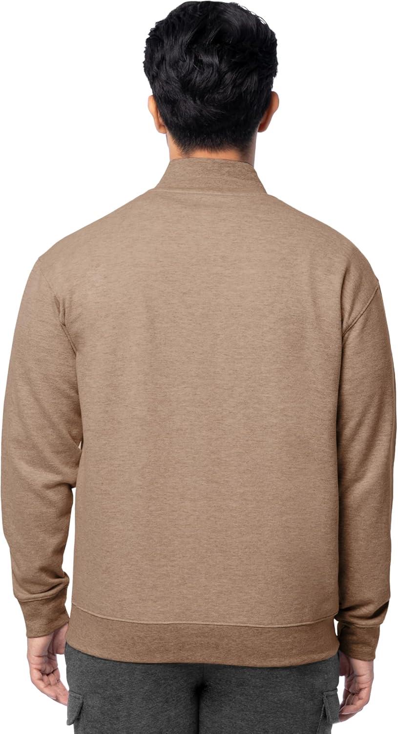 imageFruit of the Loom Mens Fleece QuarterZip Pullover SweatshirtBrown Heather