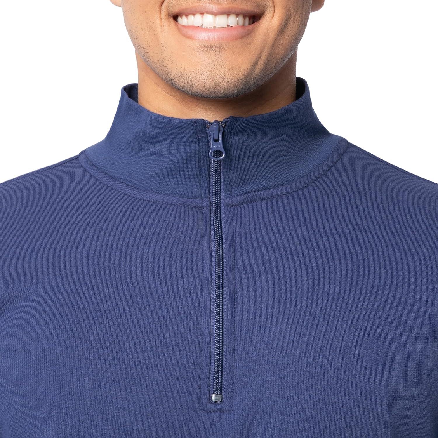 imageFruit of the Loom Mens Fleece QuarterZip Pullover SweatshirtDeep Cobalt