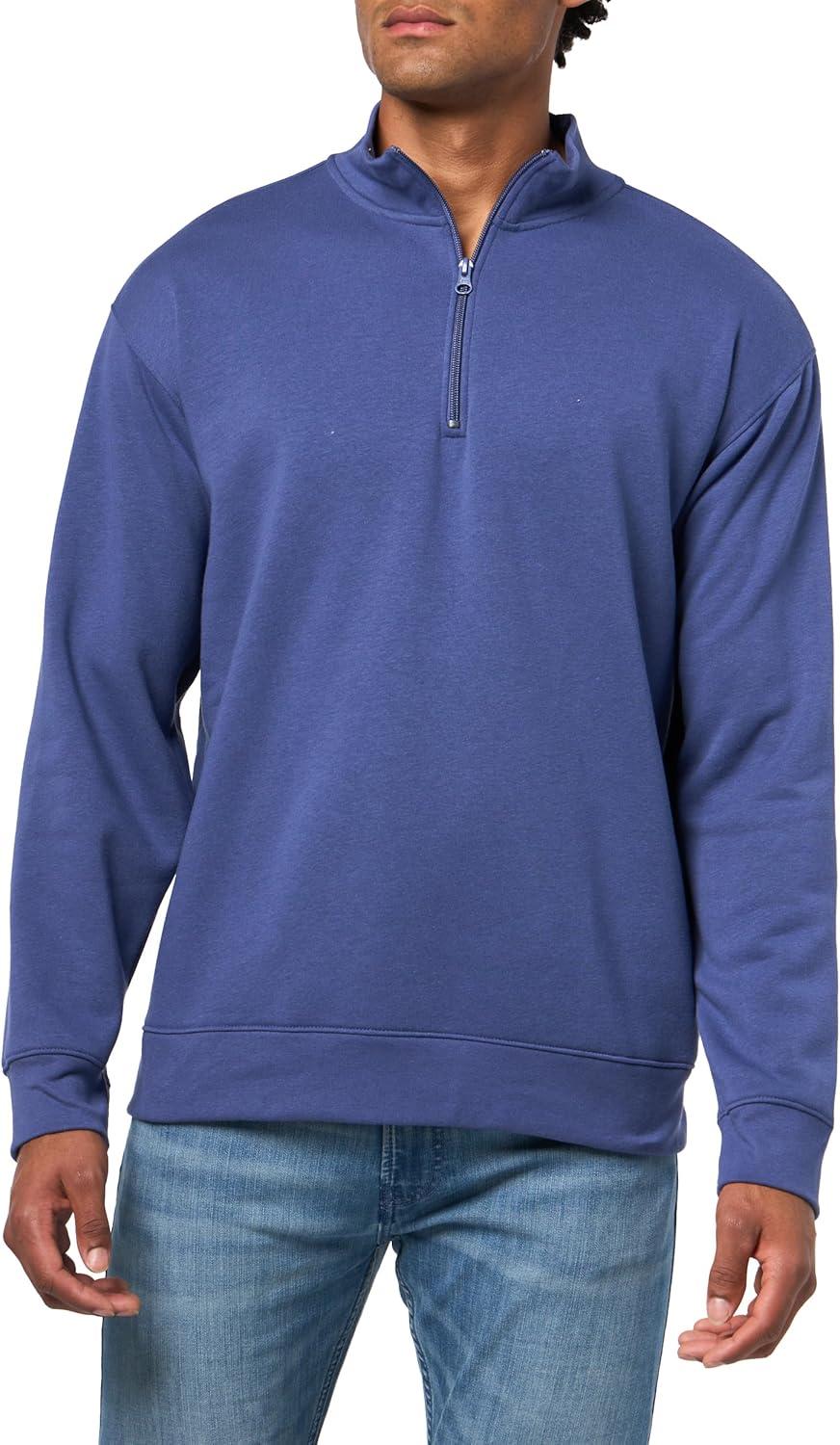 imageFruit of the Loom Mens Fleece QuarterZip Pullover SweatshirtDeep Cobalt