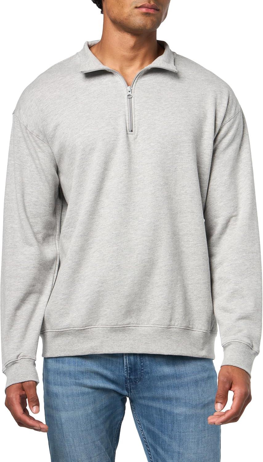 imageFruit of the Loom Mens Fleece QuarterZip Pullover SweatshirtLight Grey Heather