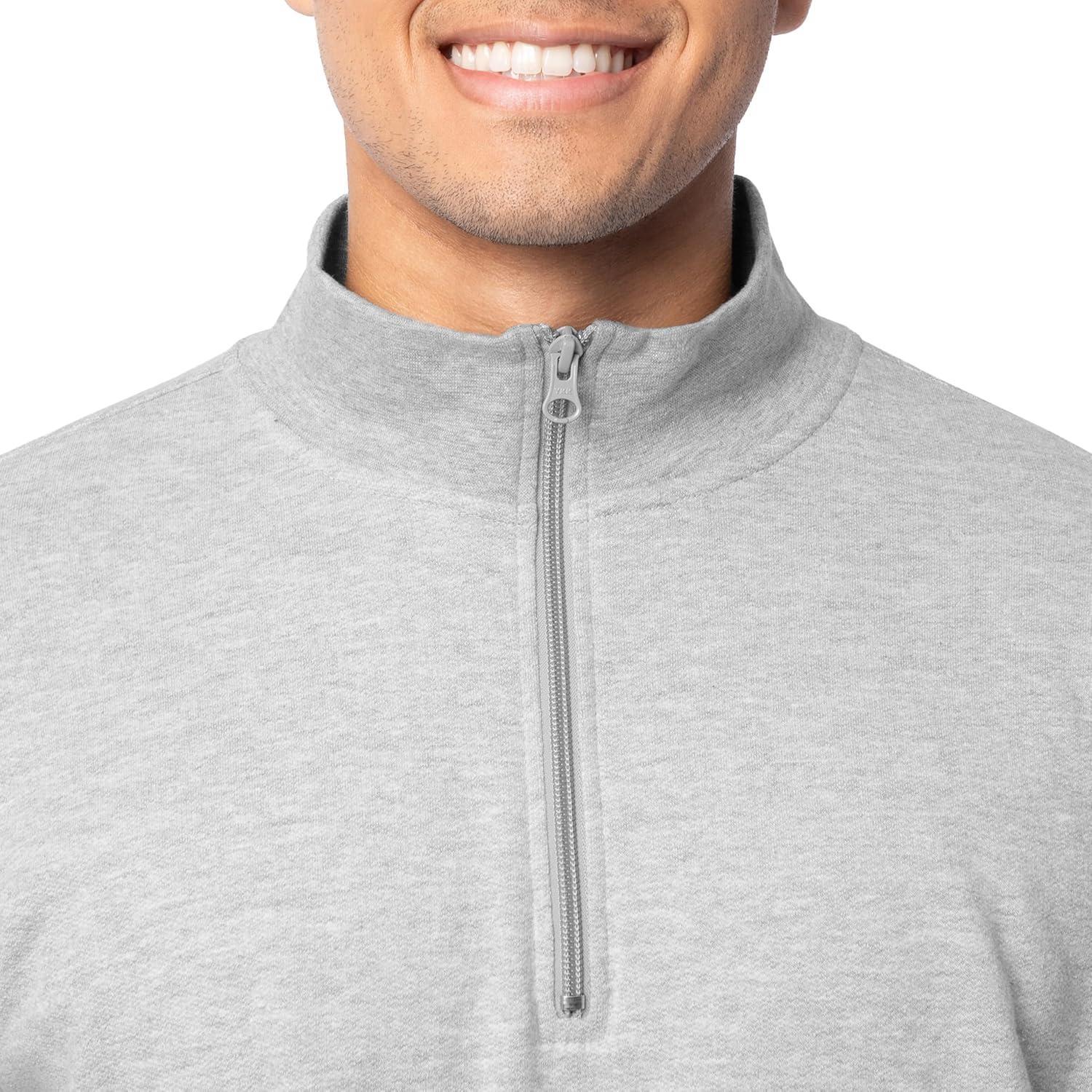 imageFruit of the Loom Mens Fleece QuarterZip Pullover SweatshirtLight Grey Heather
