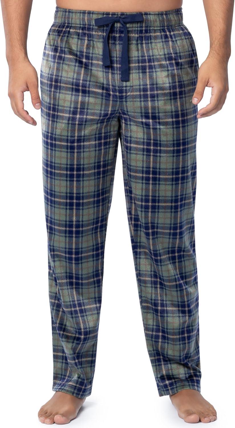 imageFruit of the Loom Mens Microsuede Fleece Sleep Pajama Pants 2packNavyGreen Plaid