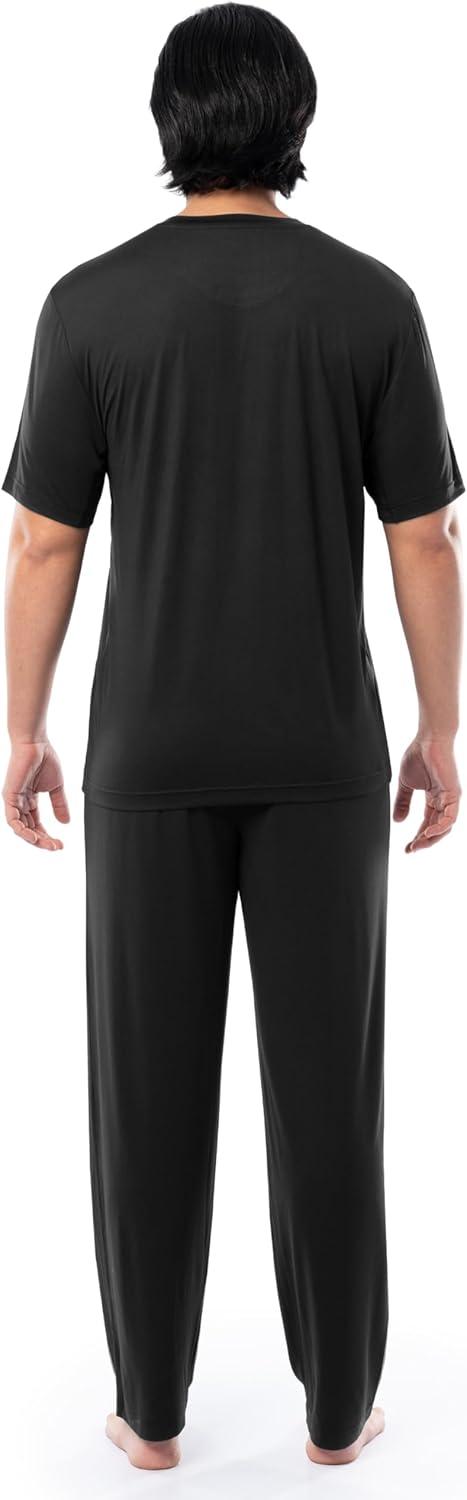imageFruit of the Loom mens Stretch Mesh Jersey Top and Pant Sleep Pajama SetBlack