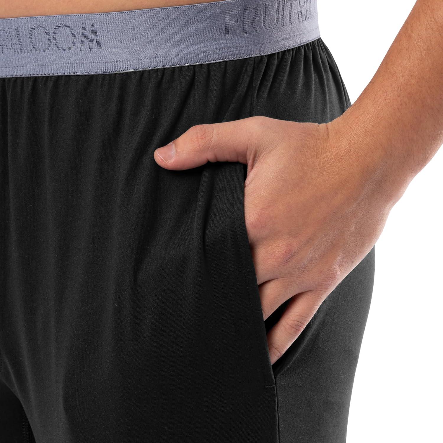 imageFruit of the Loom mens Stretch Mesh Jersey Top and Pant Sleep Pajama SetBlack