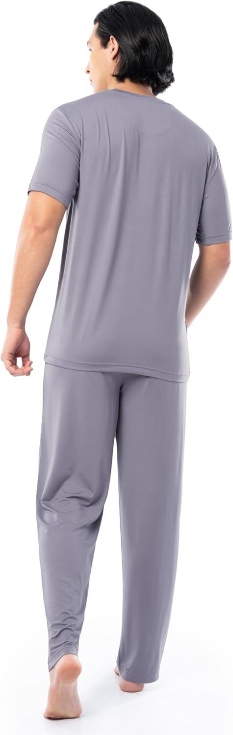 imageFruit of the Loom mens Stretch Mesh Jersey Top and Pant Sleep Pajama SetGrey Heather