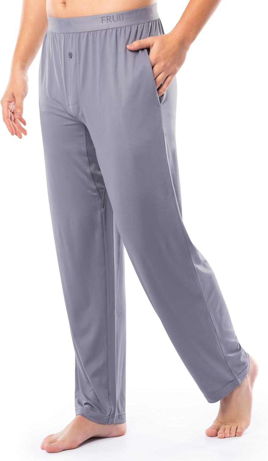 imageFruit of the Loom mens Stretch Mesh Jersey Top and Pant Sleep Pajama SetGrey Heather