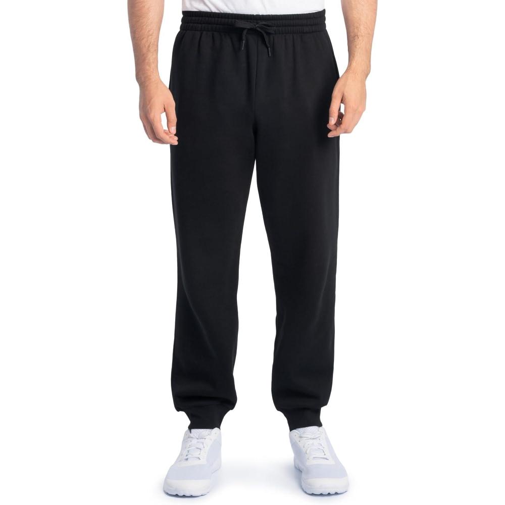imageFruit of The Loom Eversoft Fleece Joggers with Pockets Relaxed Fit Moisture Wicking Breathable Tapered SweatpantsBlack