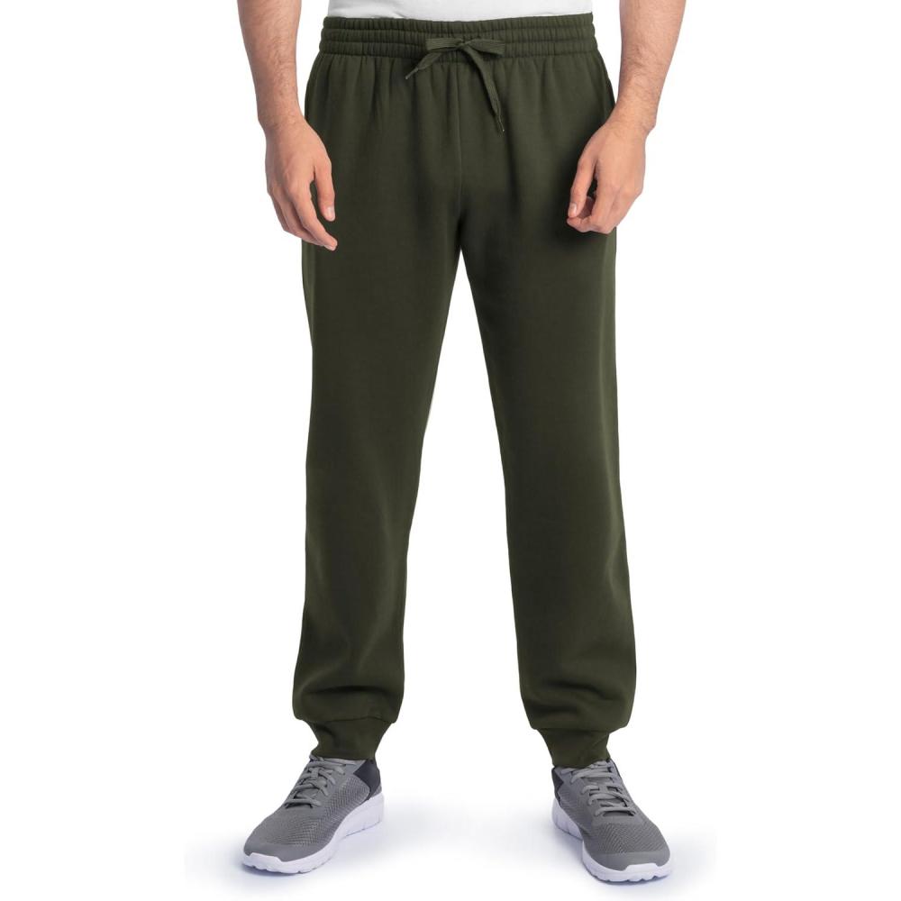 imageFruit of The Loom Eversoft Fleece Joggers with Pockets Relaxed Fit Moisture Wicking Breathable Tapered SweatpantsDuffle Bag Green