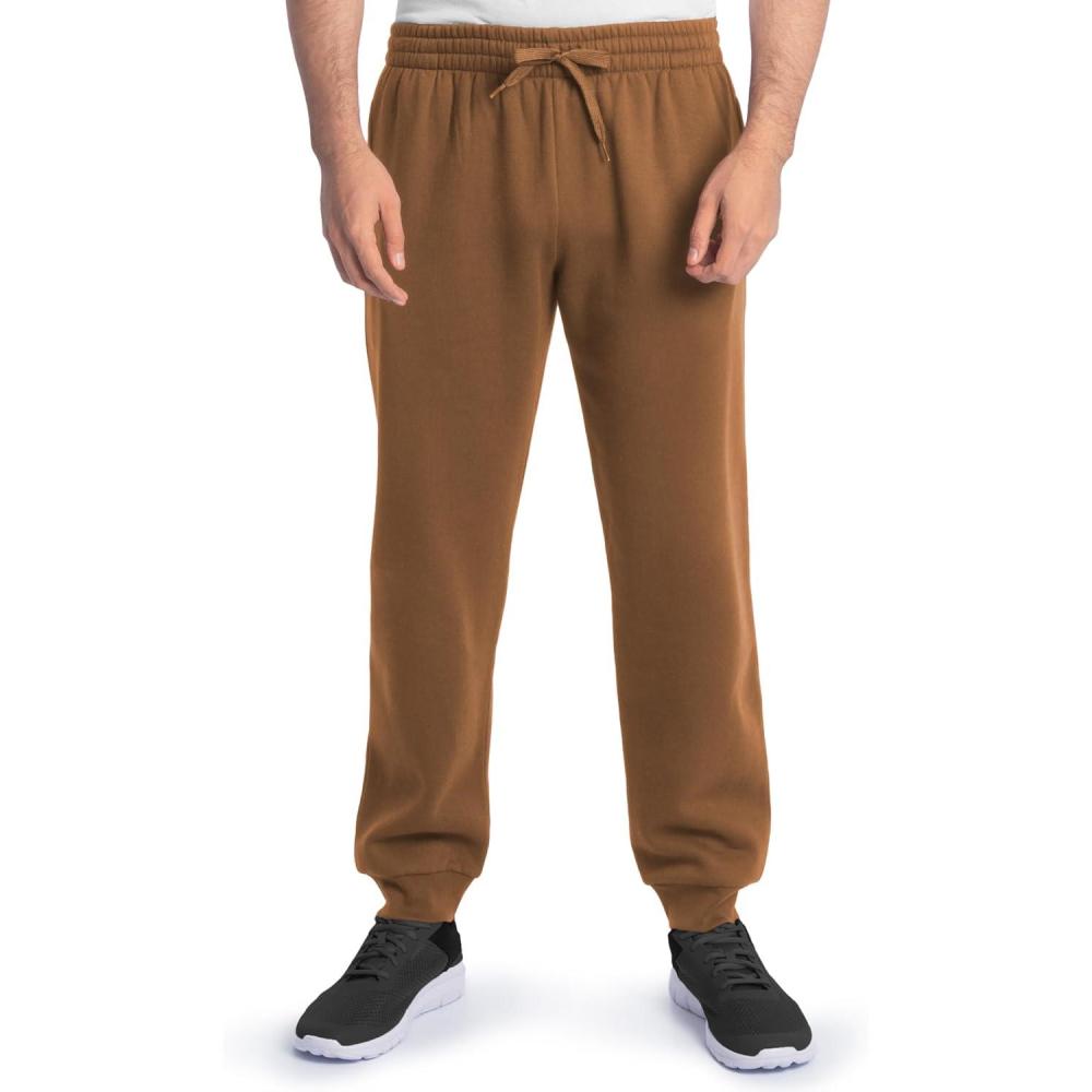 imageFruit of The Loom Eversoft Fleece Joggers with Pockets Relaxed Fit Moisture Wicking Breathable Tapered SweatpantsGolden Pecan