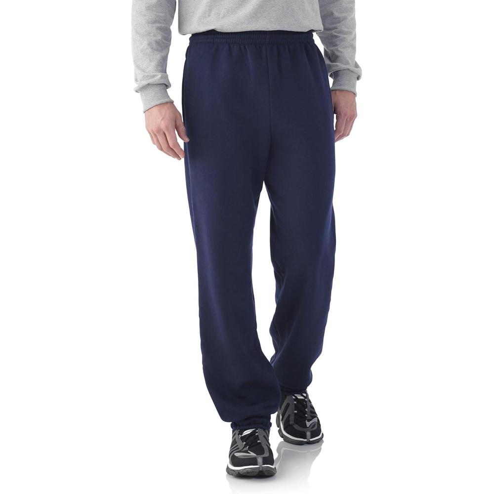 imageFruit of The Loom Eversoft Fleece Joggers with Pockets Relaxed Fit Moisture Wicking Breathable Tapered SweatpantsJnavy