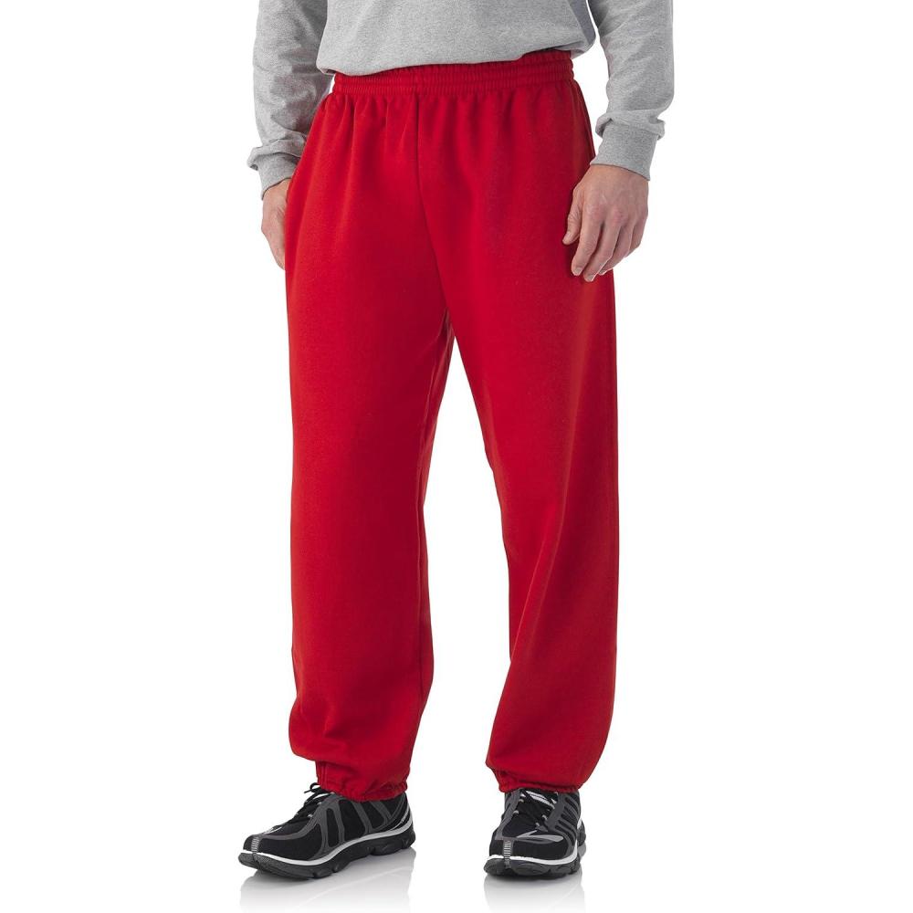 imageFruit of The Loom Eversoft Fleece Joggers with Pockets Relaxed Fit Moisture Wicking Breathable Tapered SweatpantsTrue Red