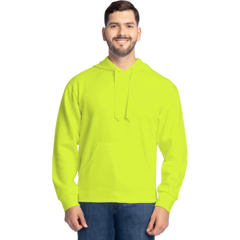 imageFruit of the Loom Mens Eversoft Fleece Pullover Hooded Sweatshirt Moisture Wicking amp BreathableSafety Green Pullover