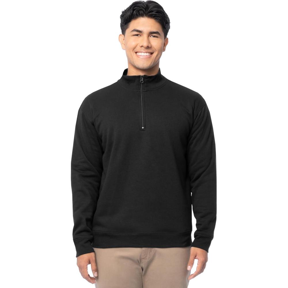 imageFruit of the Loom Mens Fleece QuarterZip Pullover SweatshirtBlack