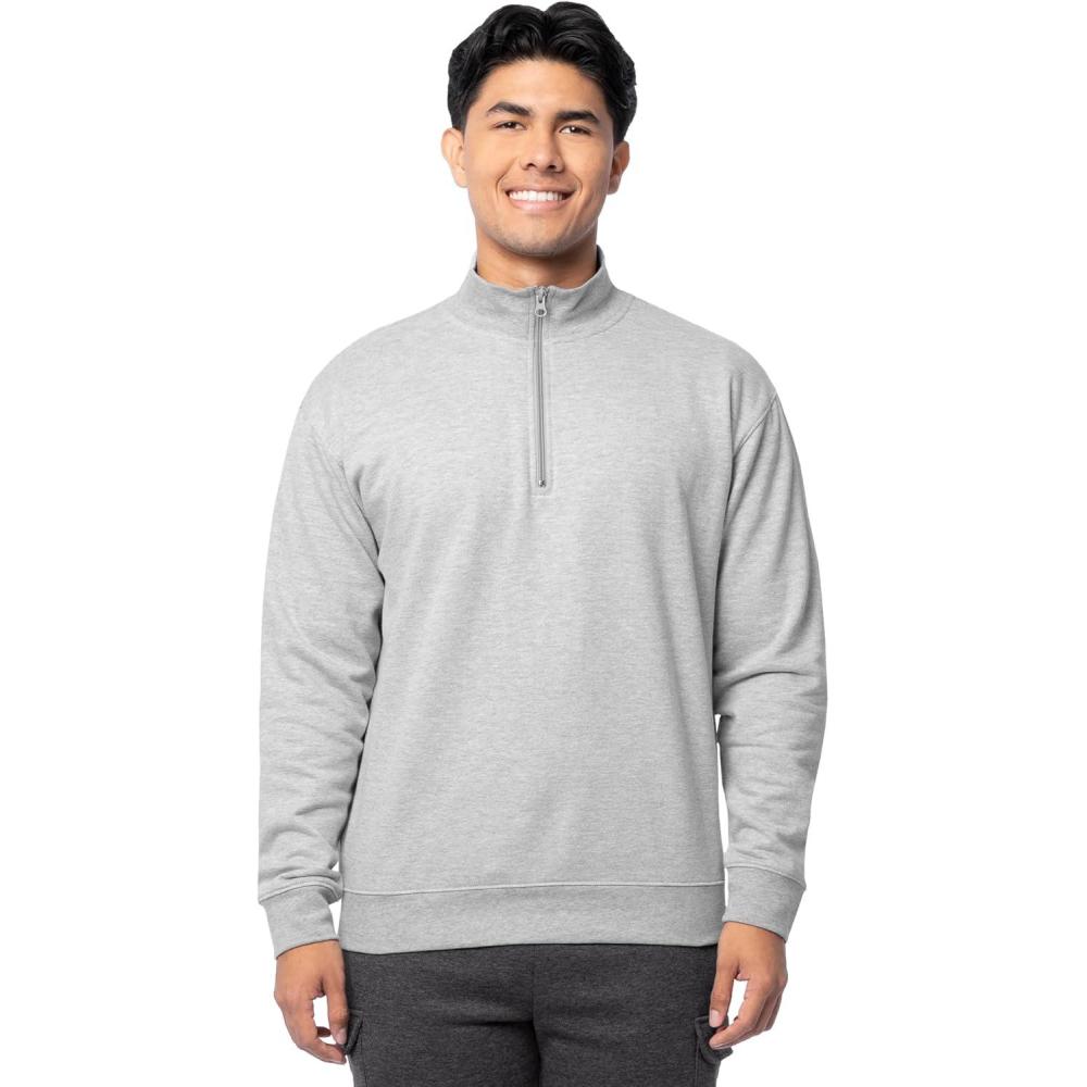 imageFruit of the Loom Mens Fleece QuarterZip Pullover SweatshirtLight Grey Heather