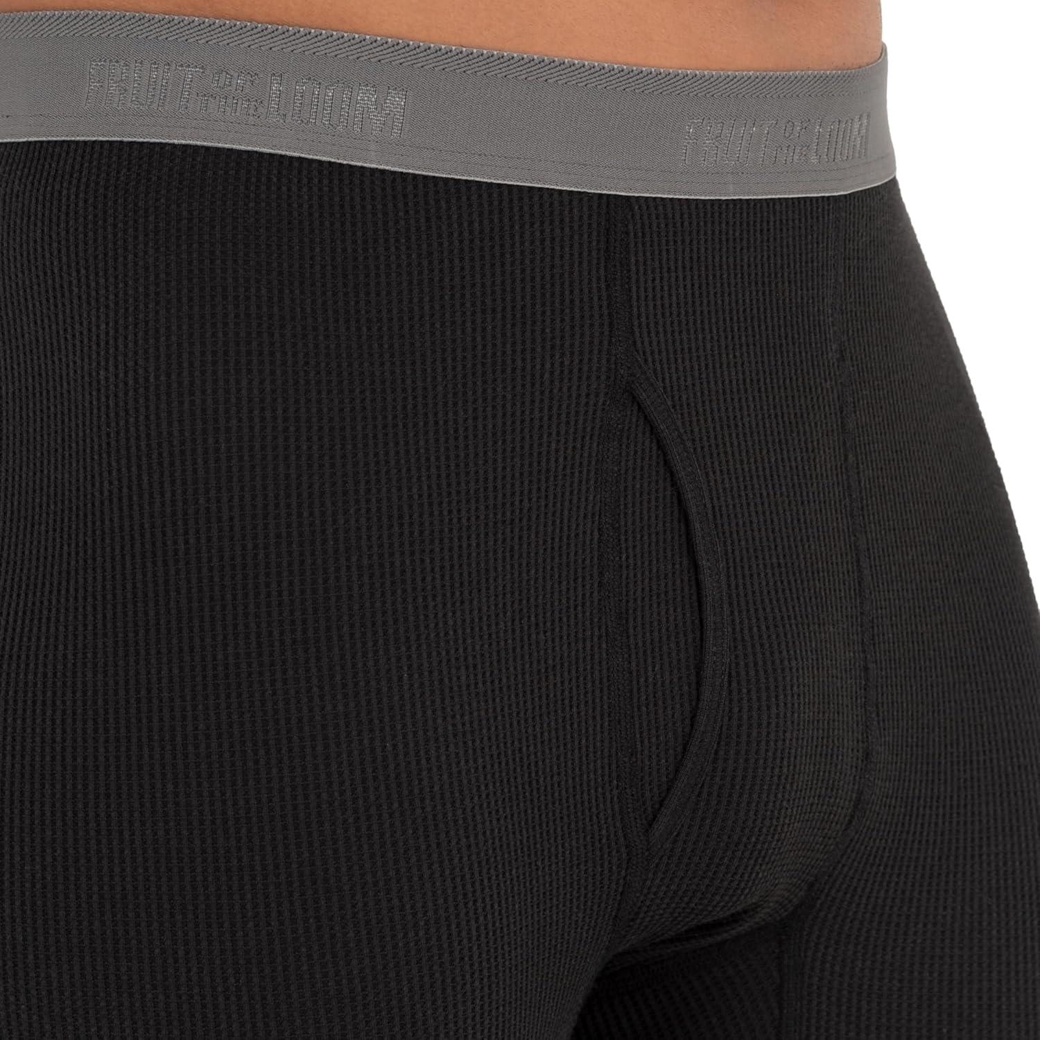 imageFruit of The Loom Mens Recycled Premium Waffle Thermal Underwear Long Johns Bottom 1 2 3 and 4 PacksBlack 1 Pack