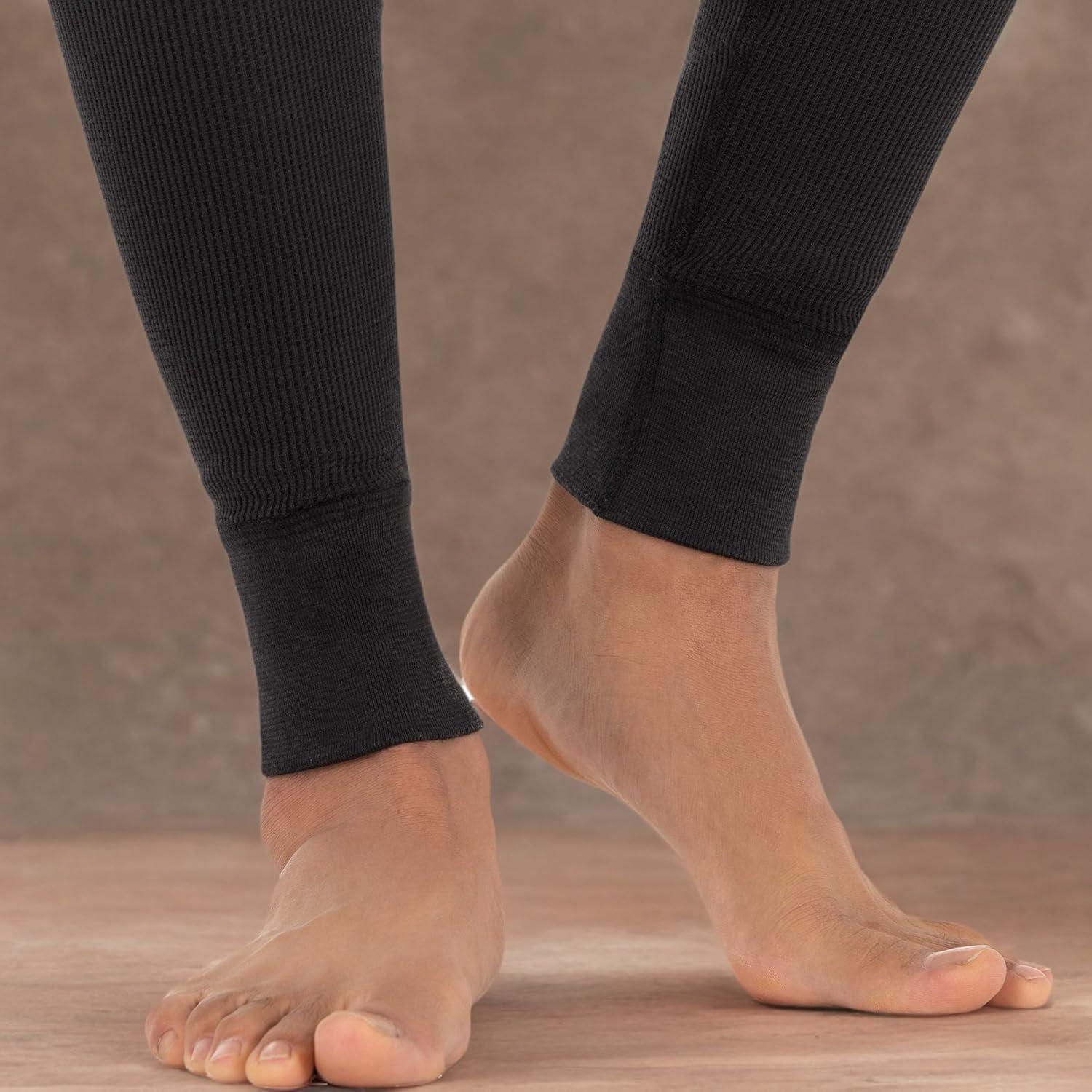 imageFruit of The Loom Mens Recycled Premium Waffle Thermal Underwear Long Johns Bottom 1 2 3 and 4 PacksBlackGreystone Heather 2 Pack