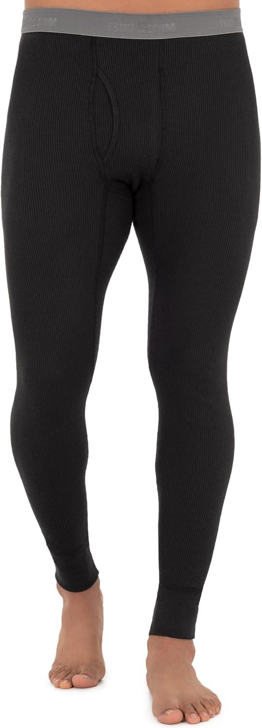 imageFruit of The Loom Mens Recycled Premium Waffle Thermal Underwear Long Johns Bottom 1 2 3 and 4 PacksBlackGreystone Heather 4 Pack