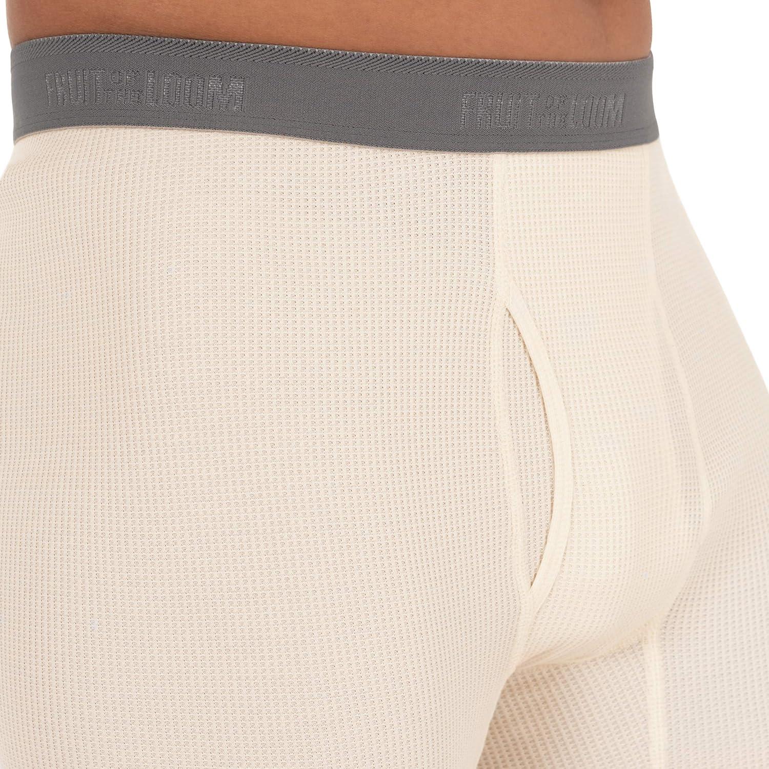 imageFruit of The Loom Mens Recycled Premium Waffle Thermal Underwear Long Johns Bottom 1 2 3 and 4 PacksBlackNatural 2 Pack