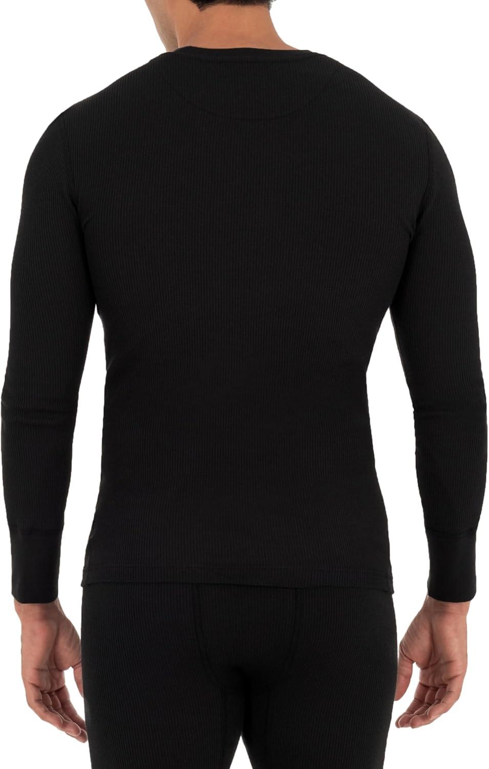 imageFruit of The Loom Mens Recycled Waffle Thermal Underwear Henley Top 1 and 2 PacksBlackNavy 2 Pack