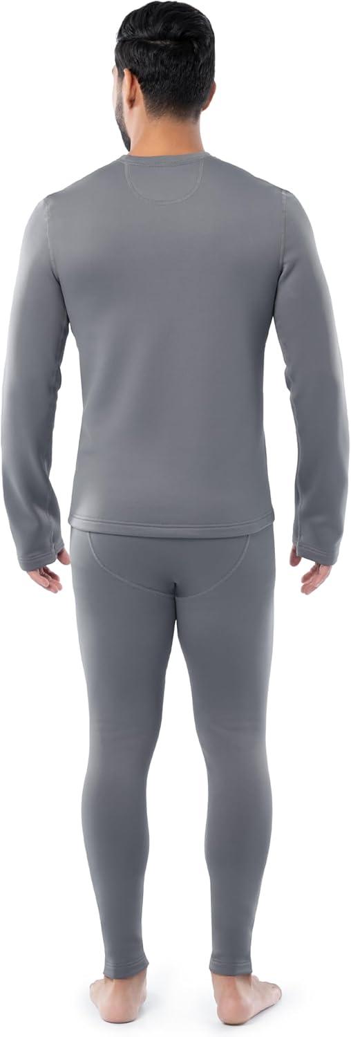 imageFruit of the Loom Mens Heavyweight Brushed Back Fleece Thermal Underwear Base Layer SetGrey