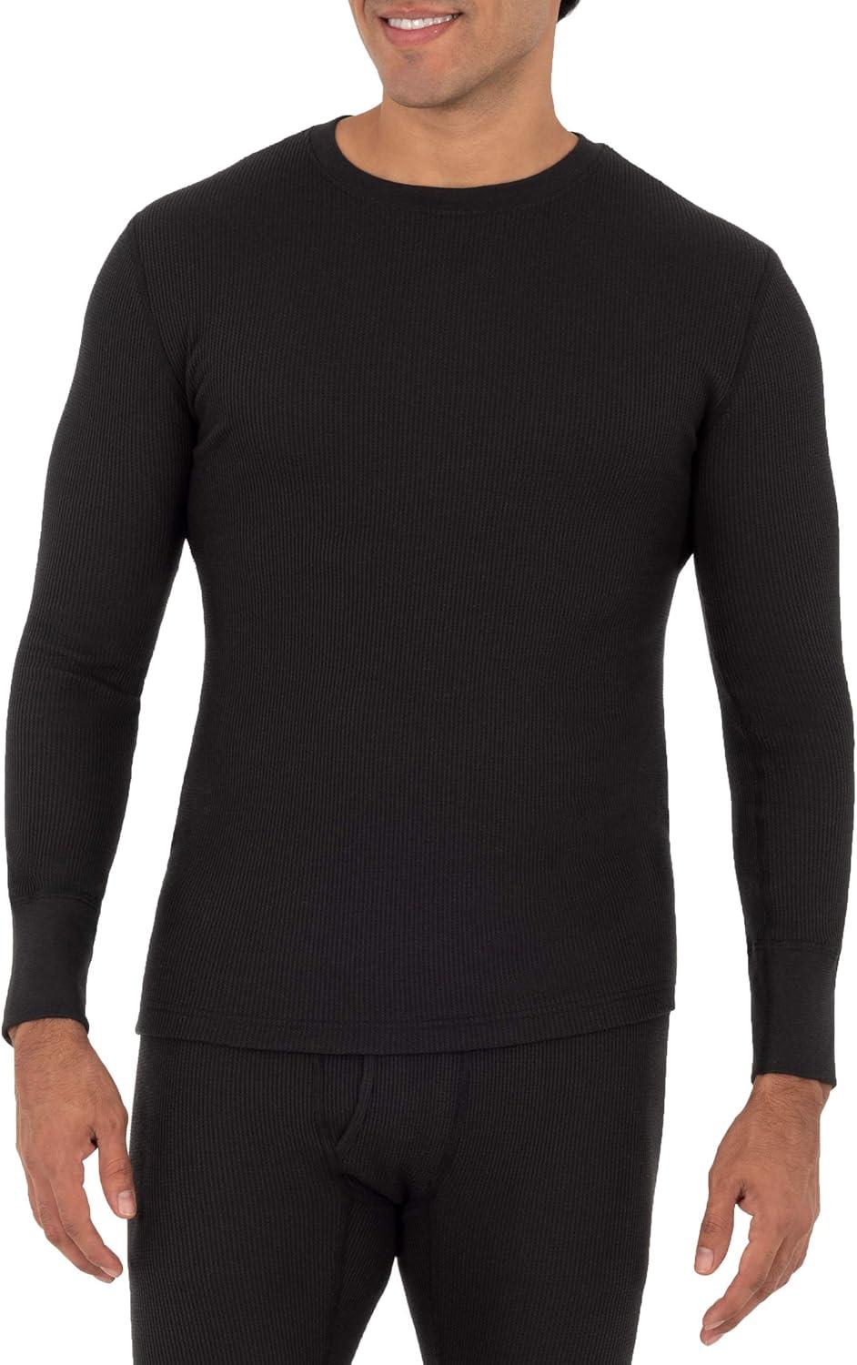 imageFruit of the Loom Mens Recycled Waffle Thermal Underwear Set Top and BottomBlack
