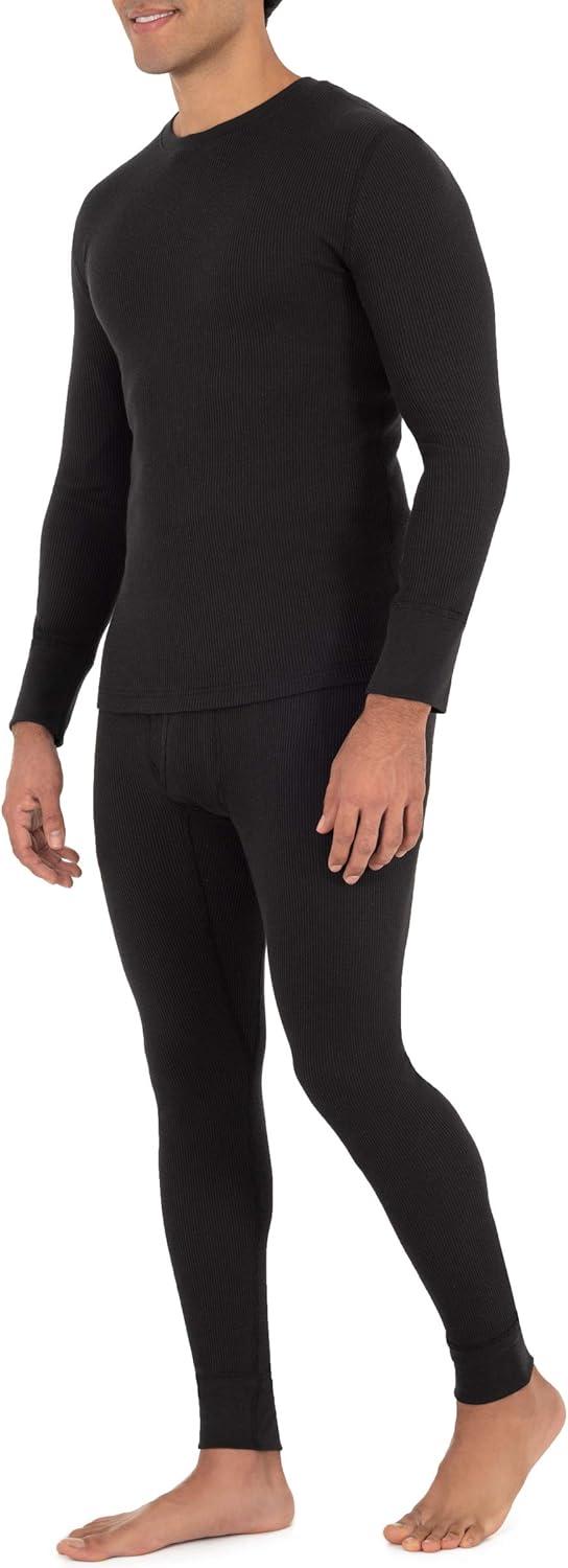 imageFruit of the Loom Mens Recycled Waffle Thermal Underwear Set Top and BottomBlack