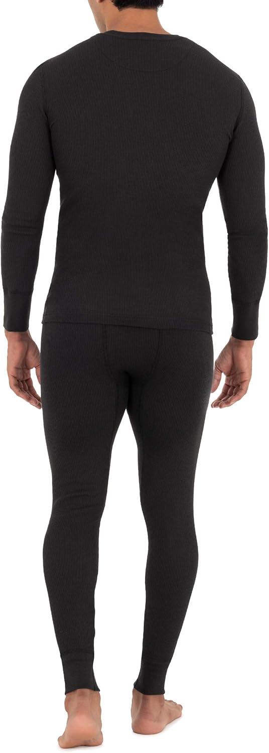 imageFruit of the Loom Mens Recycled Waffle Thermal Underwear Set Top and BottomBlack