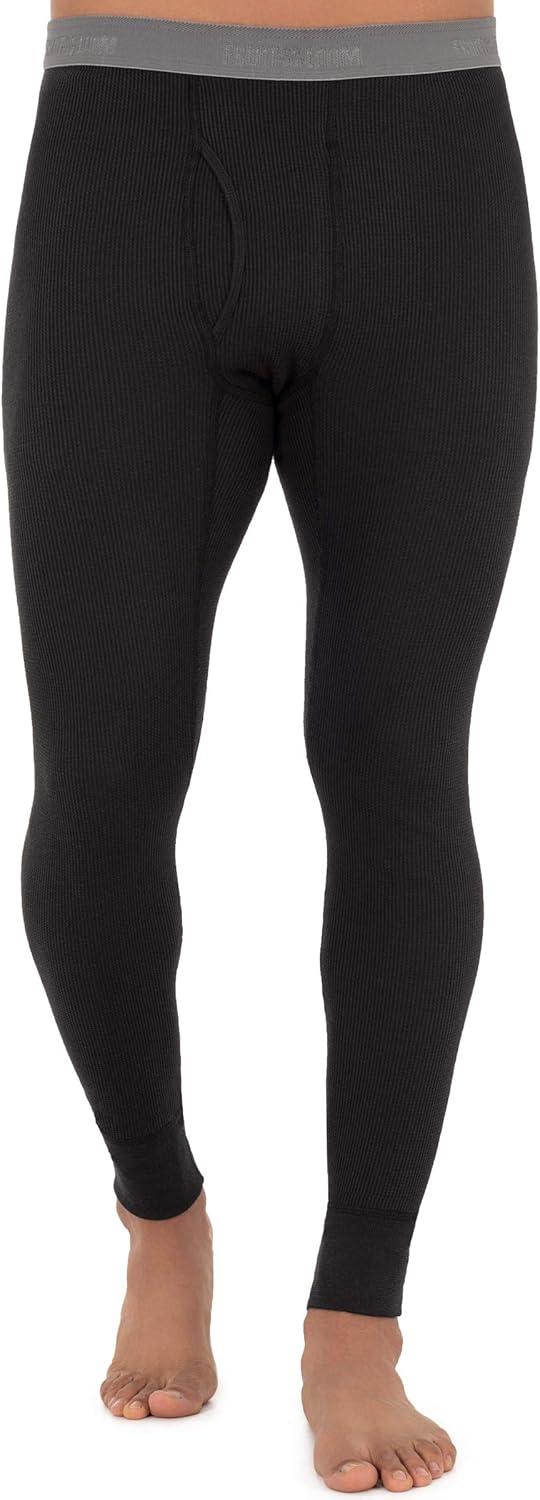 imageFruit of the Loom Mens Recycled Waffle Thermal Underwear Set Top and BottomBlack
