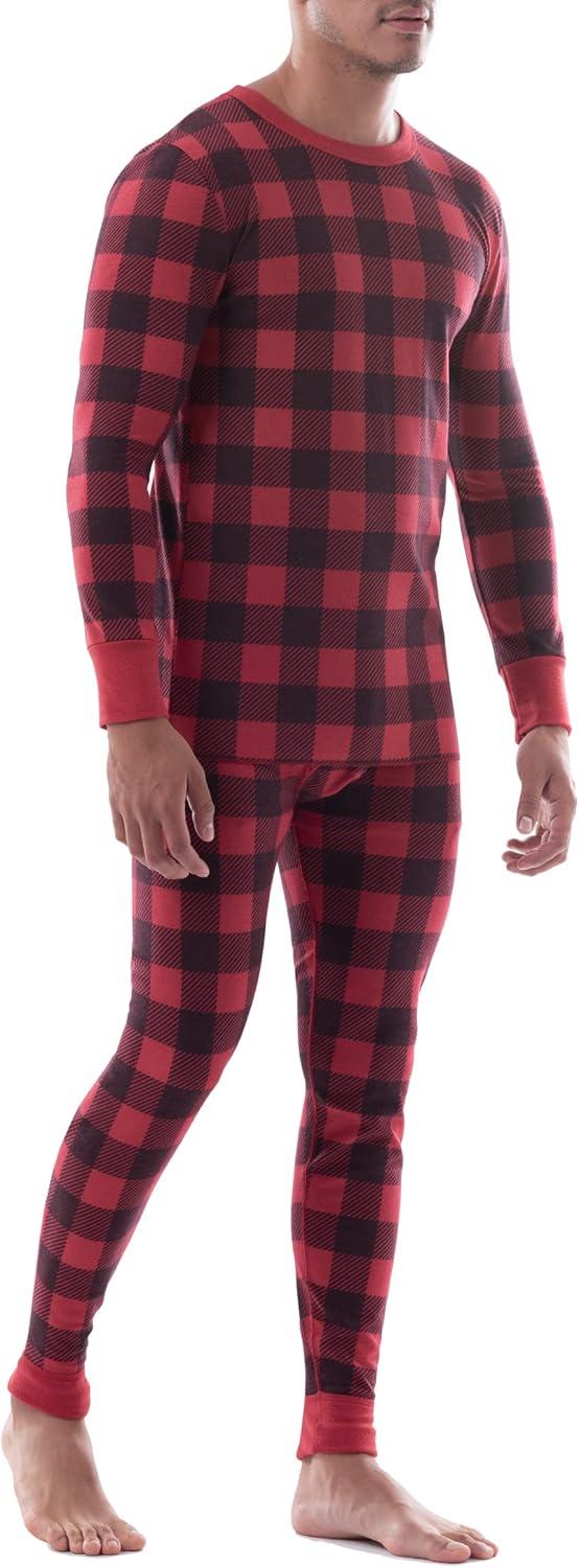 imageFruit of the Loom Mens Recycled Waffle Thermal Underwear Set Top and BottomBuffalo Plaid