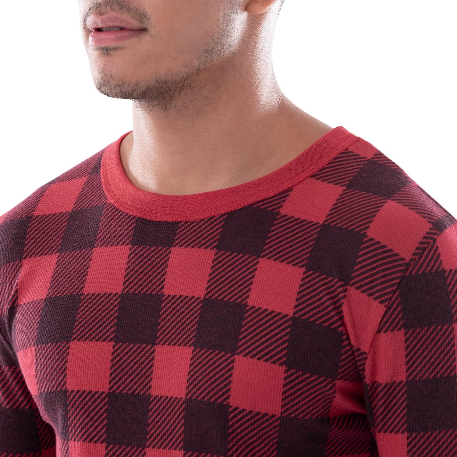 imageFruit of the Loom Mens Recycled Waffle Thermal Underwear Set Top and BottomBuffalo Plaid
