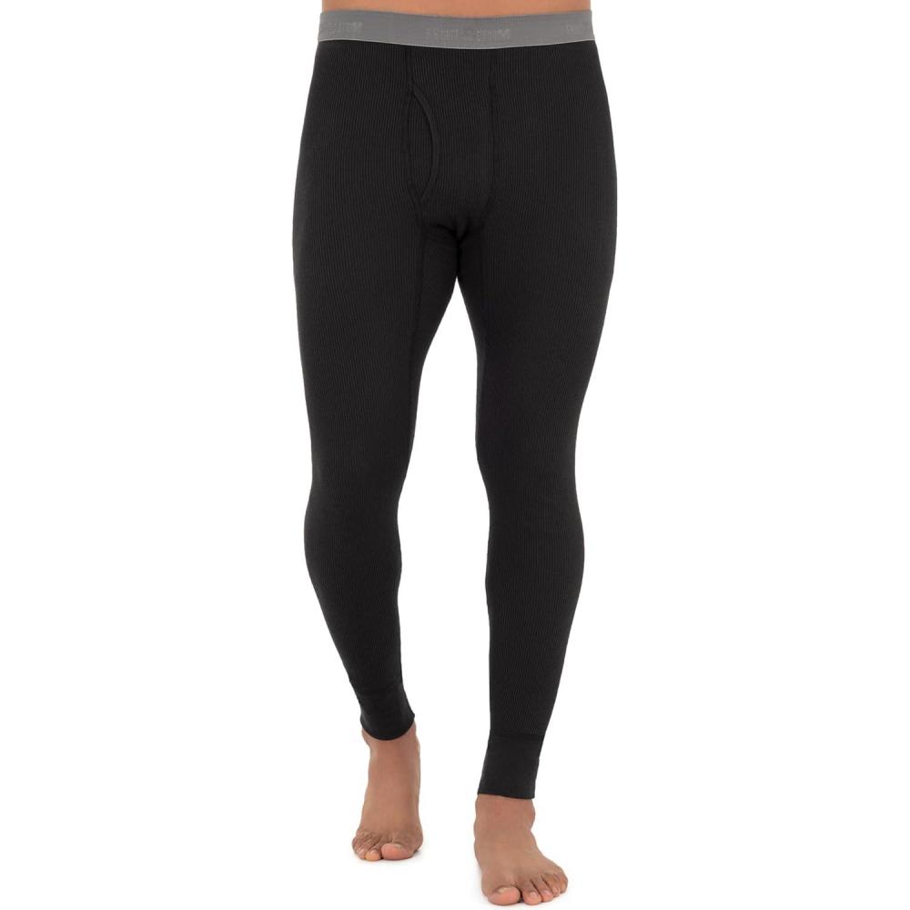 imageFruit of The Loom Mens Recycled Premium Waffle Thermal Underwear Long Johns Bottom 1 2 3 and 4 PacksBlack 1 Pack