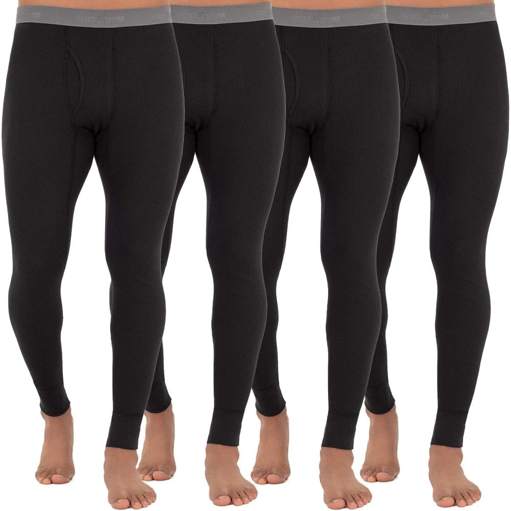 imageFruit of The Loom Mens Recycled Premium Waffle Thermal Underwear Long Johns Bottom 1 2 3 and 4 PacksBlack 4 Pack