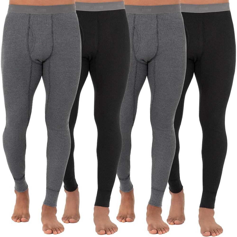 imageFruit of The Loom Mens Recycled Premium Waffle Thermal Underwear Long Johns Bottom 1 2 3 and 4 PacksBlackGreystone Heather  4 Pack