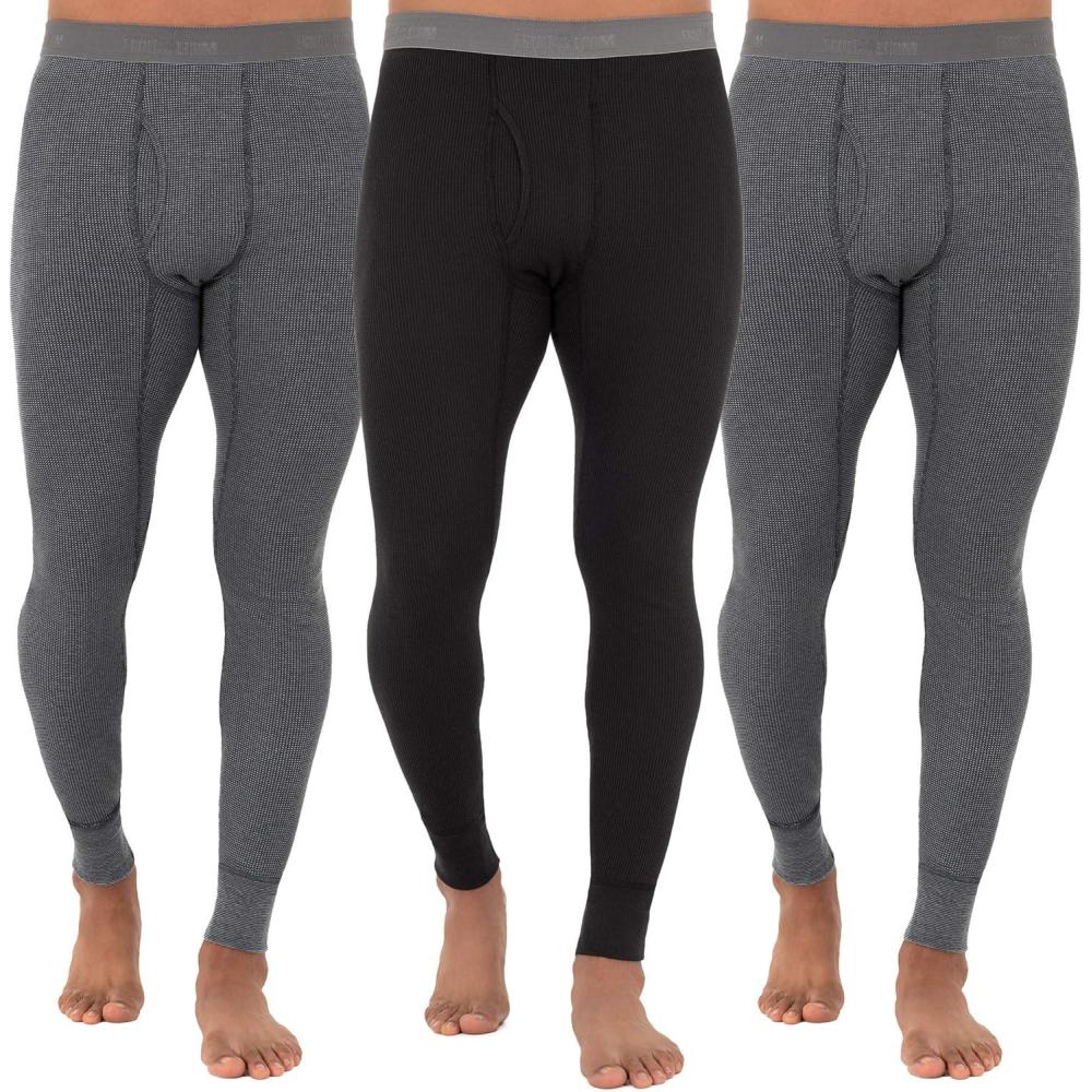 imageFruit of The Loom Mens Recycled Premium Waffle Thermal Underwear Long Johns Bottom 1 2 3 and 4 PacksGreystone HeatherGreystone HeatherBlack 3 Pack