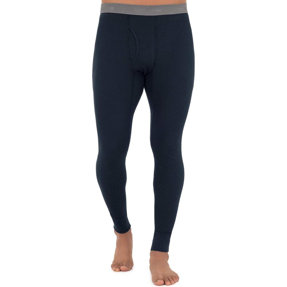 imageFruit of The Loom Mens Recycled Premium Waffle Thermal Underwear Long Johns Bottom 1 2 3 and 4 PacksNavy 1 Pack