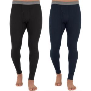 Fruit of The Loom Mens Recycled Premium Waffle Thermal Underwear Long Johns Bottom (1, 2, 3, and 4 Packs)(Black/Navy – 2 Pack)