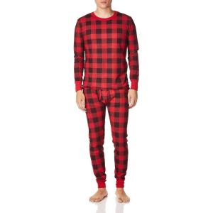 Fruit of the Loom Men’s Recycled Waffle Thermal Underwear Set (Top and Bottom)(Buffalo Plaid)