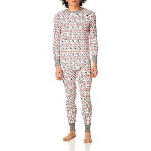 Fruit of the Loom Men’s Recycled Waffle Thermal Underwear Set (Top and Bottom)(Fair Isle White)
